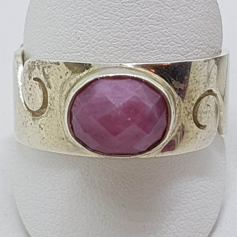 20200707_202024 Sterling Silver Ruby Wide Wave Design Ring