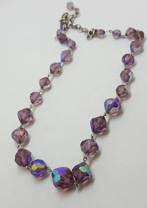 Purple Crystal Bead Necklace - Vintage