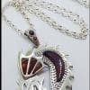 Sterling Silver and Amber Large Dragon Pendant on Chain