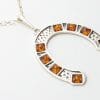 Sterling Silver and Amber Large Horseshoe Pendant on Chain
