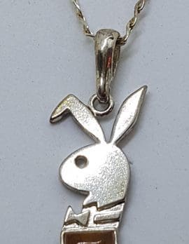 Sterling Silver Baltic Amber Playboy Bunny Pendant on Silver Chain