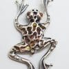 Sterling Silver Very Large Baltic Amber Frog Pendant on Silver Chain