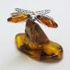 Butterfly - Solid Sterling Silver Natural Baltic Amber Figurine / Statue / Sculpture .