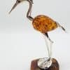 Tall Crane / Heron / Egret / Bird - Solid Sterling Silver Natural Baltic Amber Figurine / Statue / Sculpture