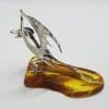 Mythical Dragon - Solid Sterling Silver Natural Baltic Amber Figurine / Statue / Sculpture