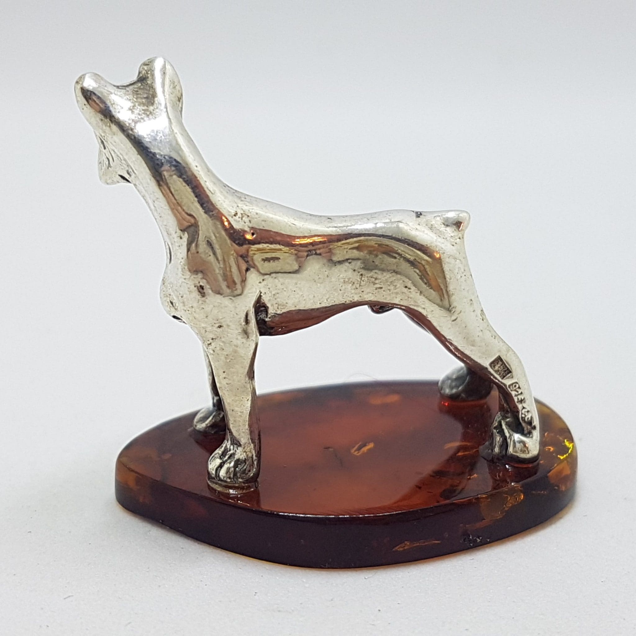 20200711_201739 Great Dane / Boxer / Mastiff / Dog - Solid Sterling Silver Natural Baltic Amber Figurine / Statue / Sculpture