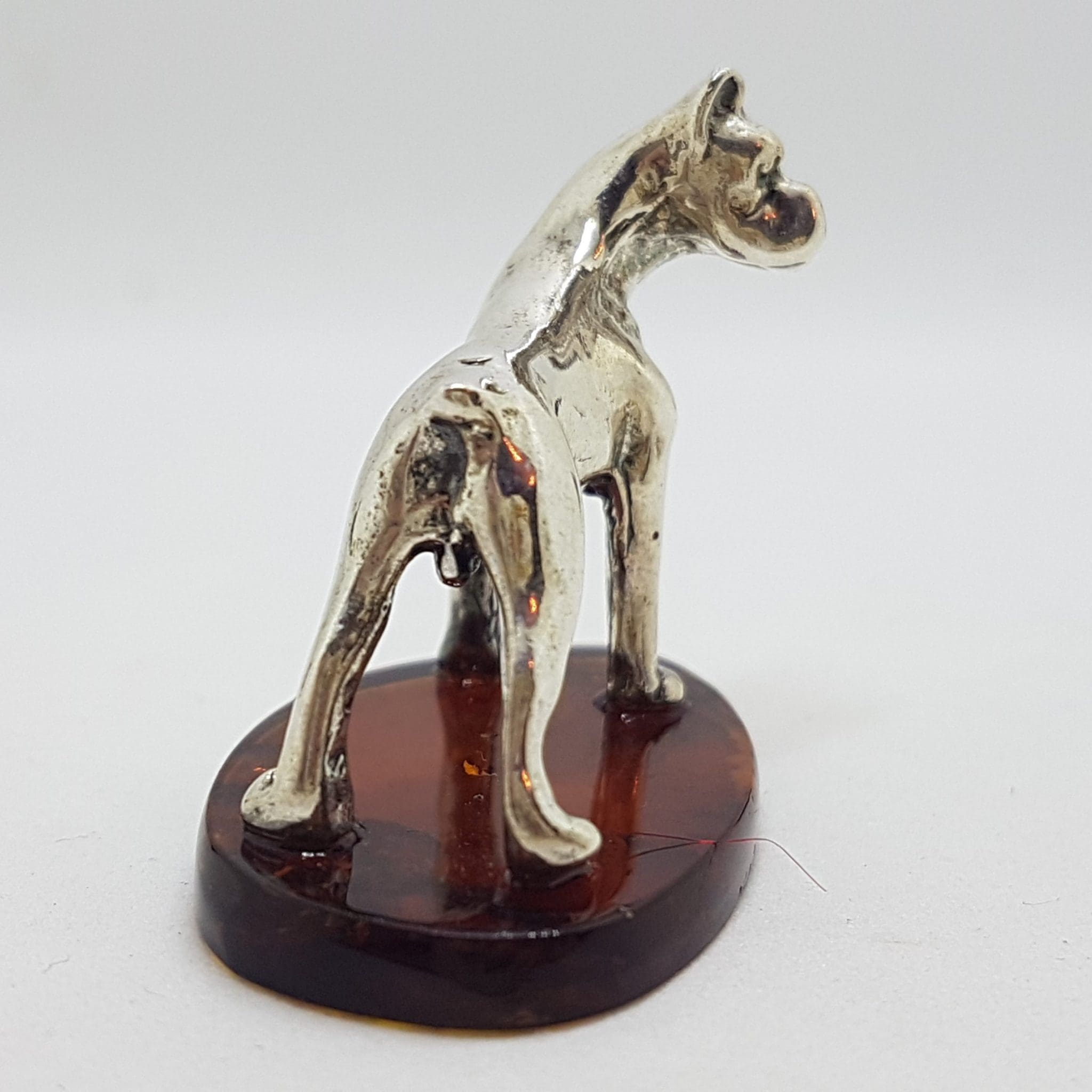 20200711_201753 Great Dane / Boxer / Mastiff / Dog - Solid Sterling Silver Natural Baltic Amber Figurine / Statue / Sculpture