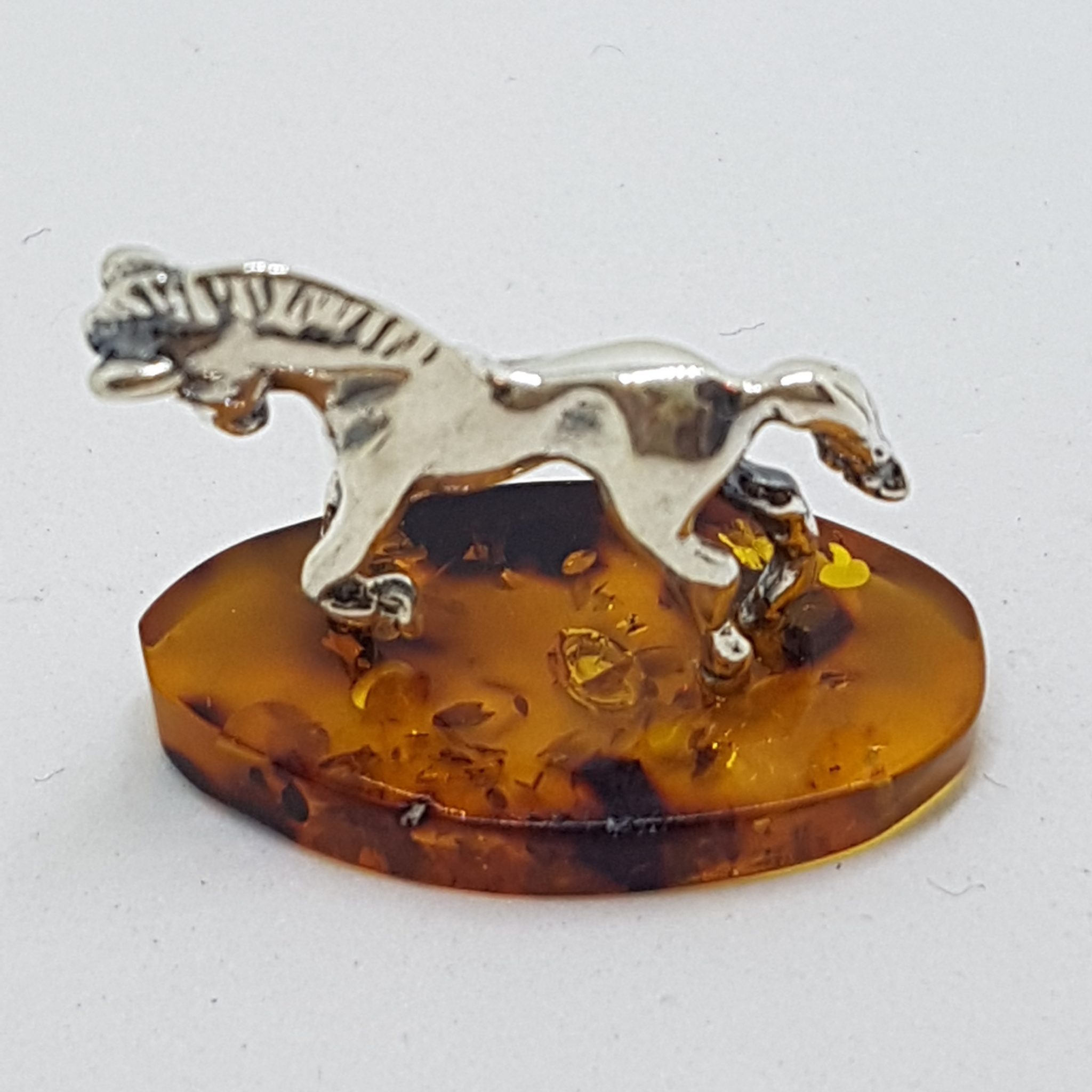 20200711_203225 Horse / Equestrian - Solid Sterling Silver Natural Baltic Amber Small Figurine / Statue / Sculpture