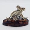 Australian Koala - Solid Sterling Silver Natural Baltic Amber Small Figurine / Statue / Sculpture