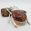 Large Beetle / Stag Beetle - Solid Sterling Silver Natural Baltic Amber Figurine / Statue / Sculpture
