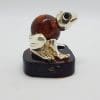 Frog - Solid Sterling Silver Natural Baltic Amber Small Figurine / Statue / Sculpture