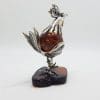 Cute Funny Rooster / Hen / Chook / Bird - Solid Sterling Silver Natural Baltic Amber Small Figurine / Statue / Sculpture