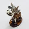 Gorgeous Cow / Bull - Sterling Silver Natural Baltic Amber Figurine / Statue / Sculpture