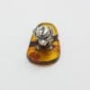Small Sitting Dog - Sterling Silver Natural Baltic Amber Small Figurine / Statue / Sculpture