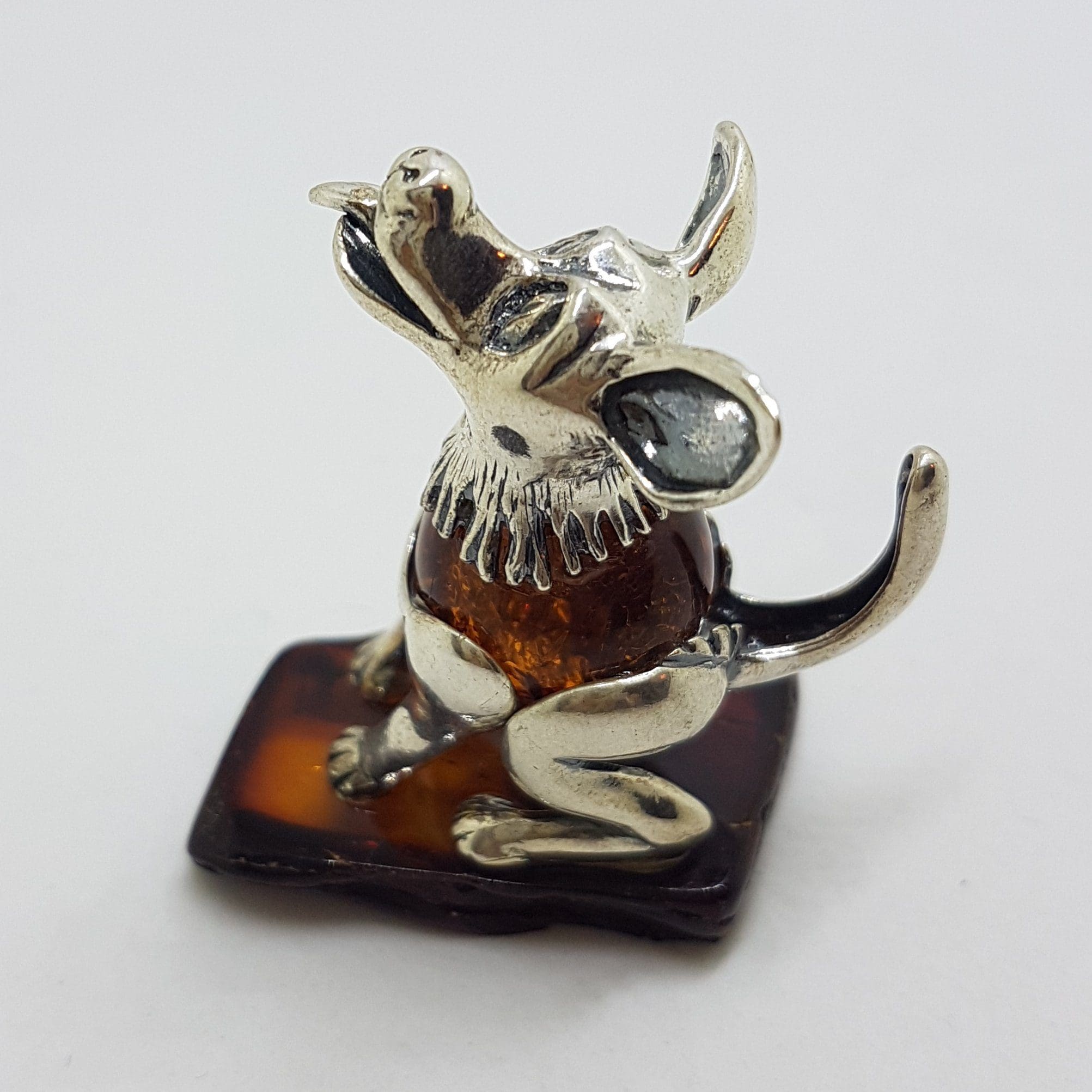 20200712_115407 Sitting Tongue with Tongue Out - Sterling Silver Natural Baltic Amber Figurine / Statue / Sculpture