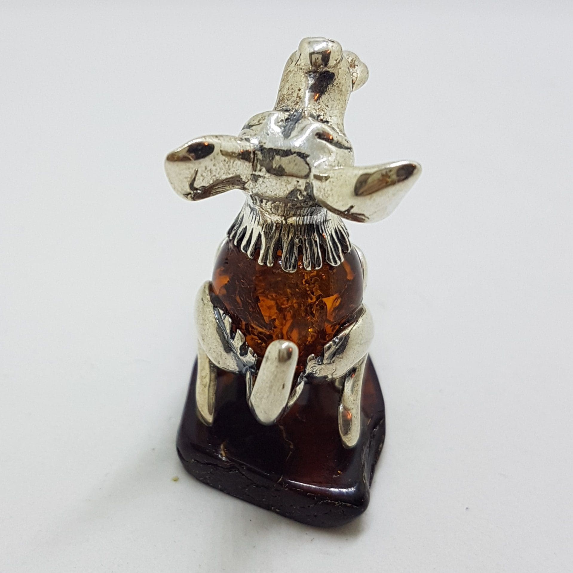 20200712_115424 Sitting Tongue with Tongue Out - Sterling Silver Natural Baltic Amber Figurine / Statue / Sculpture