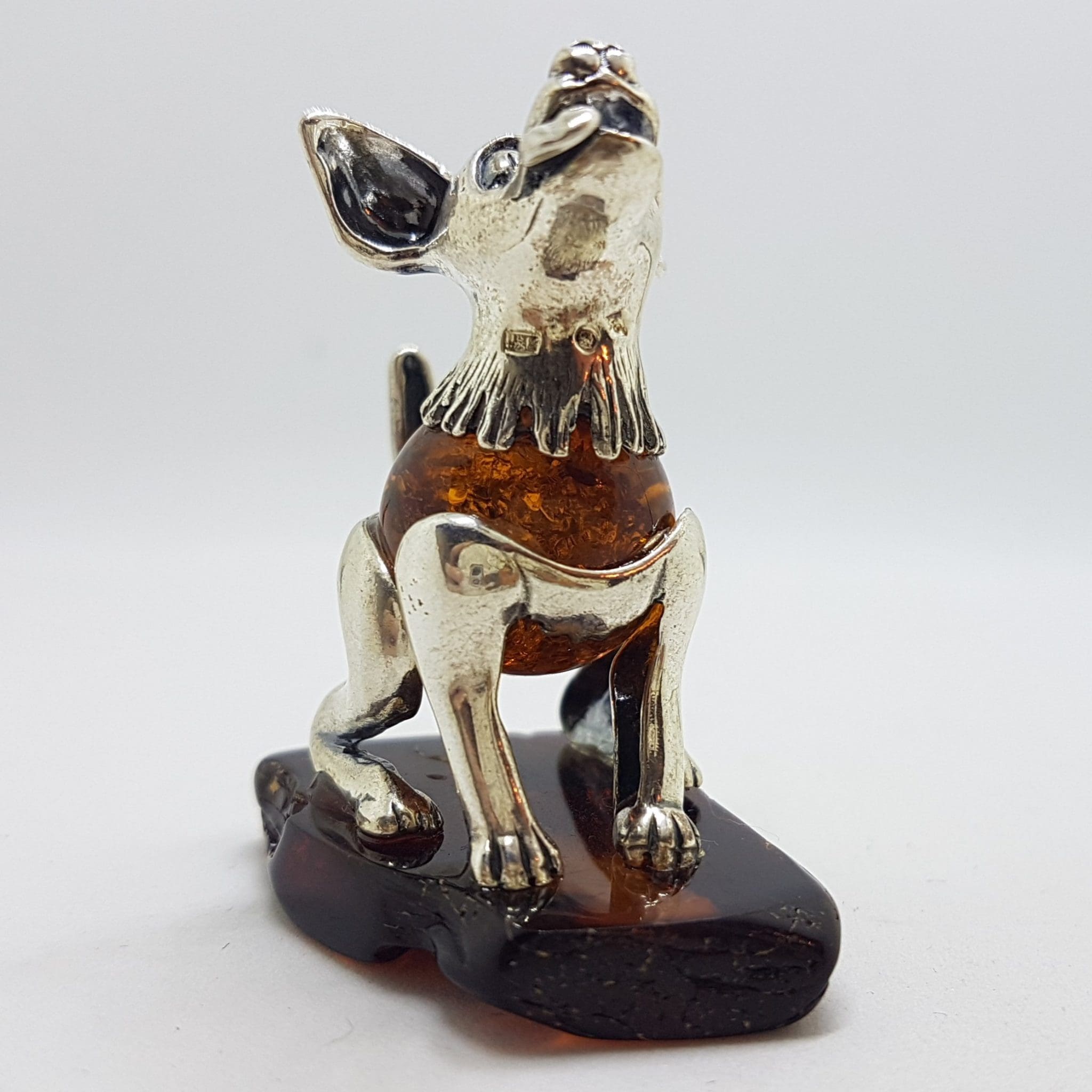 20200712_115518 Sitting Tongue with Tongue Out - Sterling Silver Natural Baltic Amber Figurine / Statue / Sculpture