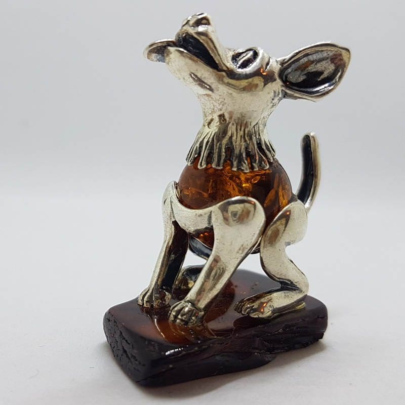 20200712_115532 Sitting Tongue with Tongue Out - Sterling Silver Natural Baltic Amber Figurine / Statue / Sculpture