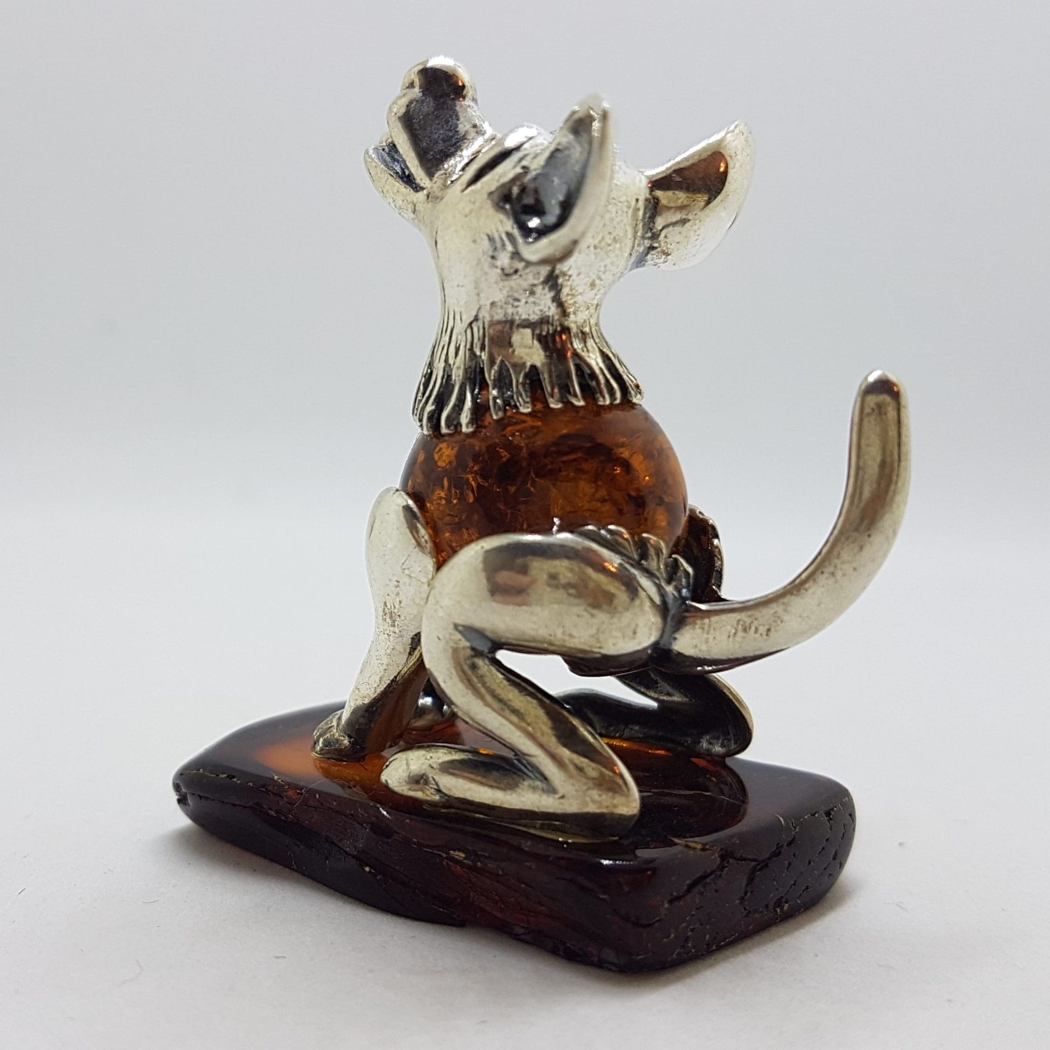 20200712_115547 Sitting Tongue with Tongue Out - Sterling Silver Natural Baltic Amber Figurine / Statue / Sculpture