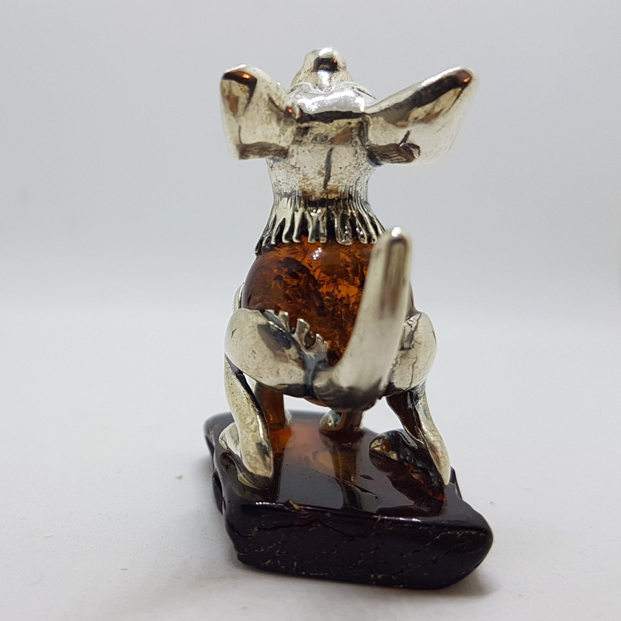 20200712_115602 Sitting Tongue with Tongue Out - Sterling Silver Natural Baltic Amber Figurine / Statue / Sculpture