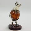 Cute Bird / Rooster / Hen - Sterling Silver Natural Baltic Amber Small Figurine / Statue / Sculpture
