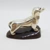 Dachshund / Sausage Dog - Solid Sterling Silver Natural Baltic Amber Small Figurine / Statue / Sculpture .