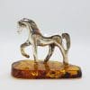 Horse / Equestrian – Solid Sterling Silver Natural Baltic Amber Small Animal Figurine / Statue / Sculpture