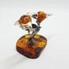 Stunning - Two Birds on a Branch with a Bird Nest - Sterling Silver Natural Baltic Amber Animal Figurine / Statue / Sculpture