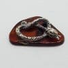 Rattle Snake / Adder / Reptile – Solid Sterling Silver Natural Baltic Amber Small Animal Figurine / Statue / Sculpture