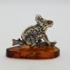 Australian Koala - Solid Sterling Silver Natural Baltic Amber Small Figurine / Statue / Sculpture