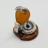 Snake / Cobra / Adder / Reptile - Solid Sterling Silver Natural Baltic Amber Small Animal Figurine / Statue / Sculpture