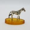Horse / Equestrian - Solid Sterling Silver Natural Baltic Amber Small Animal Figurine / Statue / Sculpture