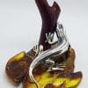 Large Lizard / Gecko / Salamander on a Branch - Solid Sterling Silver Natural Baltic Amber Figurine / Statue / Sculpture
