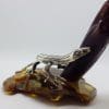 Large Lizard / Gecko / Salamander on a Branch - Solid Sterling Silver Natural Baltic Amber Figurine / Statue / Sculpture