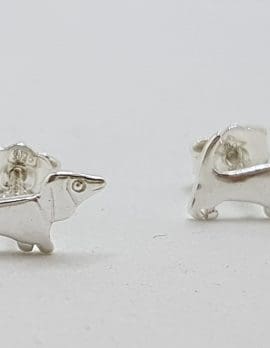 Sterling Silver Small Dachshund Sausage Dog Stud Earrings