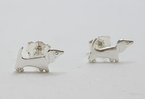 Sterling Silver Small Dachshund Sausage Dog Stud Earrings