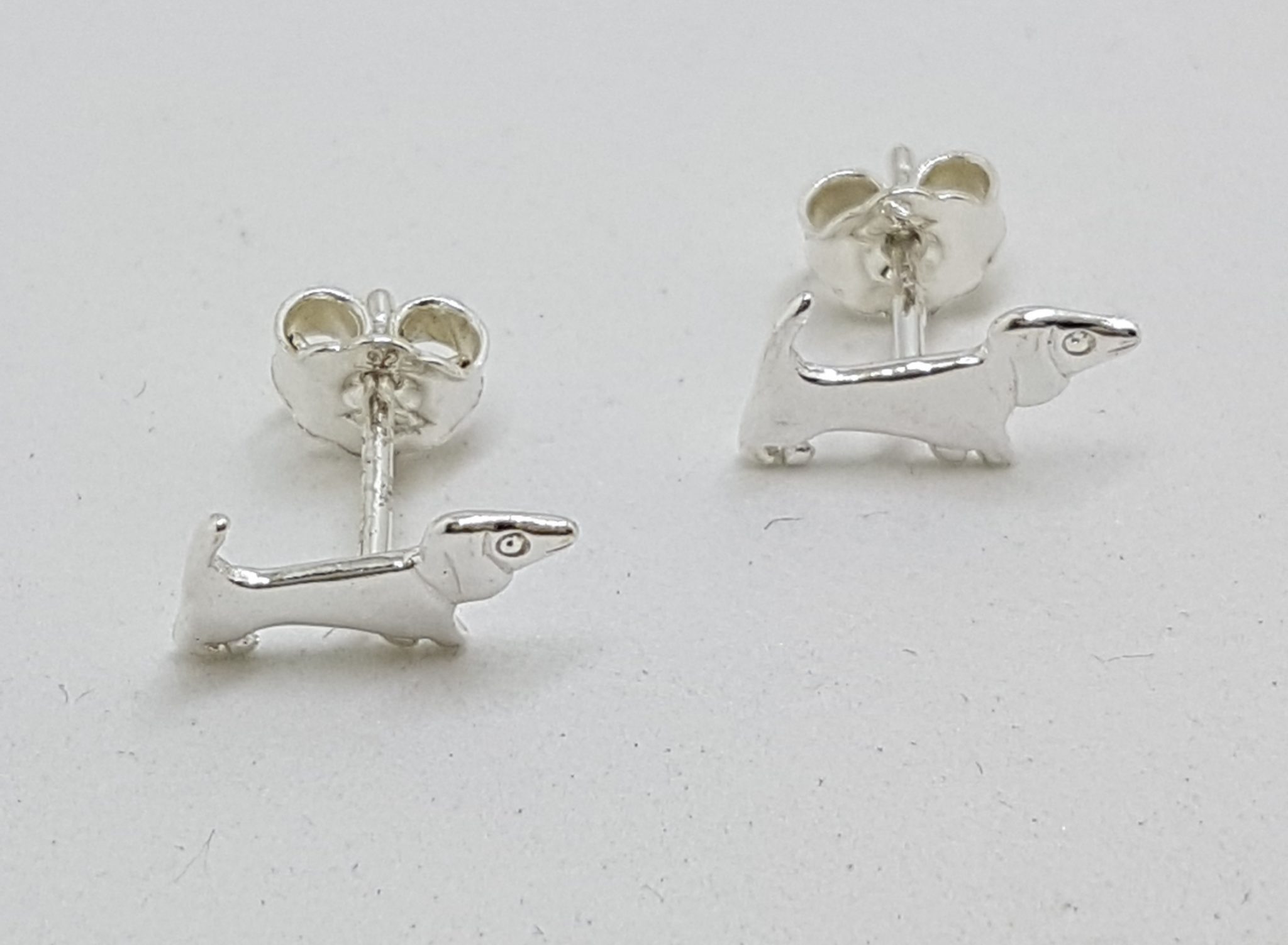 Sterling Silver Small Dachshund Sausage Dog Stud Earrings