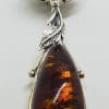 Solid Sterling Silver Baby Rattle Natural Baltic Amber- Engravable - Ornate