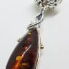 Solid Sterling Silver Baby Rattle Natural Baltic Amber- Engravable - Ornate