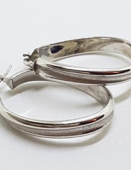 10ct White Gold Large Oval Hoop Earrings