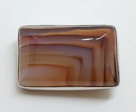 Sterling Silver Rectangular Red Agate Brooch