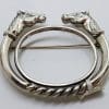 Sterling Silver Horse Head Large Coiled Whip Brooch