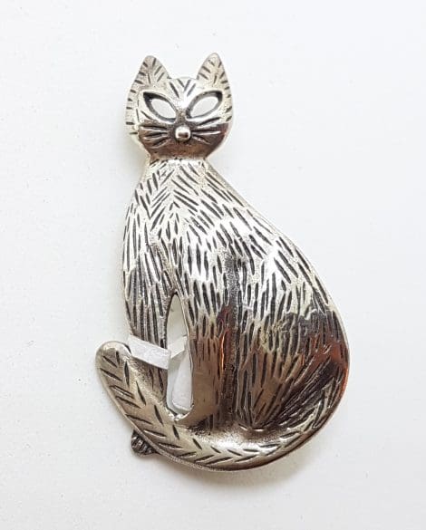 Sterling Silver Sitting Cat Brooch
