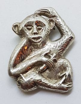 Sterling Silver Monkey / Gorilla / Ape Brooch