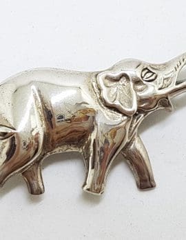 Sterling Silver Elephant with Trunk Up Brooch