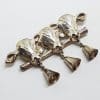 Sterling Silver Three Cows with Bells Large Brooch - Cattle Motif