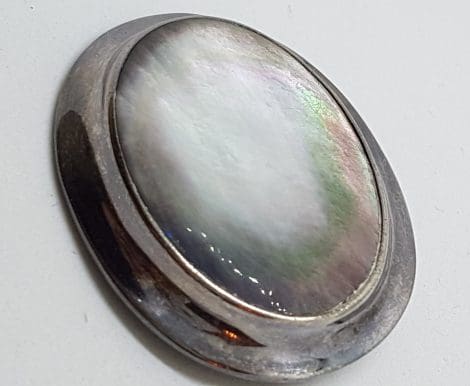 Sterling Silver Large Oval Mother of Pearl Brooch