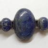 Sterling Silver Lapis Lazuli and Pearl Large & Long Bar Brooch