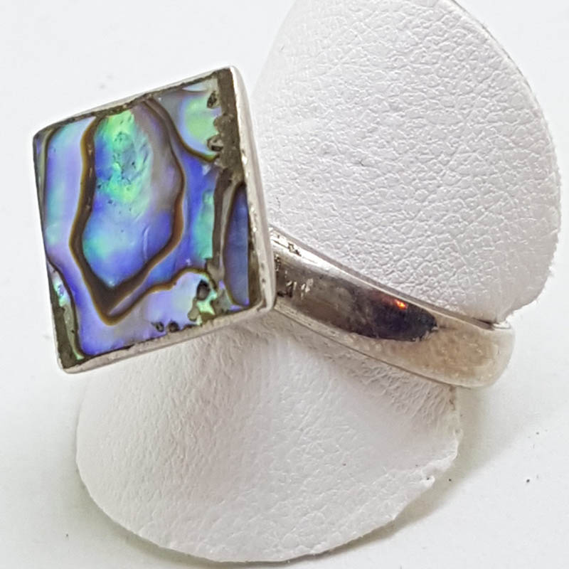 20200720_115814 Sterling Silver Square Paua Shell High Ring