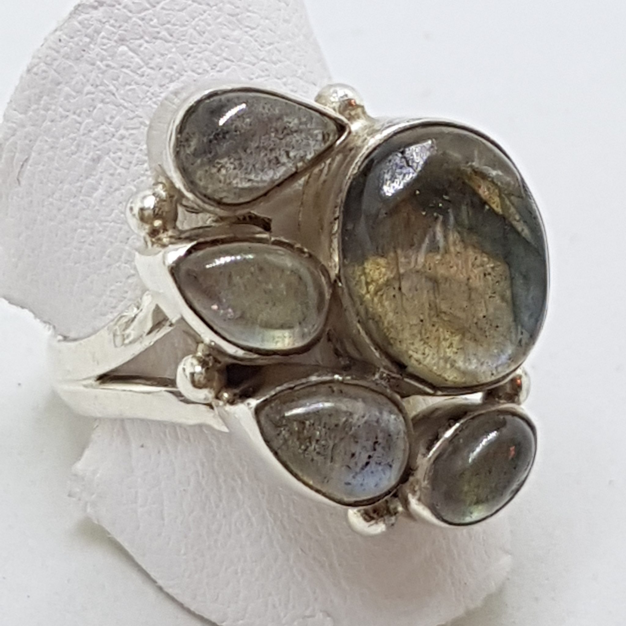 Sterling Silver Labradorite Cluster Ring